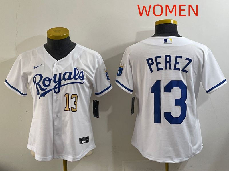 Women Kansas City Royals #13 Perez White Game Nike MLB Jersey style 004->oakland athletics->MLB Jersey